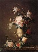 unknow artist A Still life of various flowers in a sculpted urn,resting on a marble-topped table China oil painting reproduction
